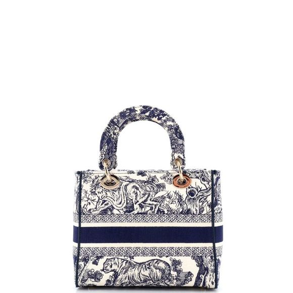 Christian Dior Toile de Jouy Lady D-Lite Bag Embroidered Canvas Blue - Picture 3 of 6